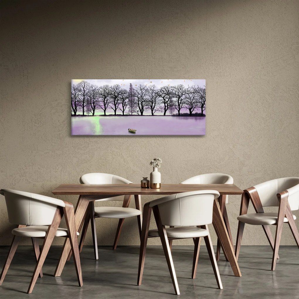 Obraz - Pramice na jazere (120x50 cm)