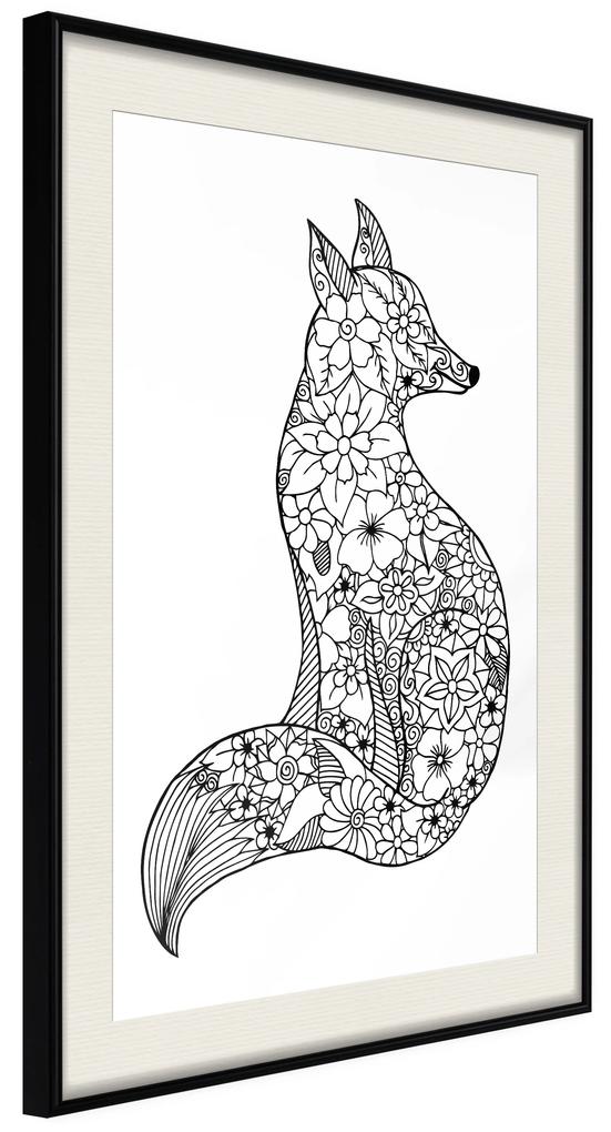 Artgeist Plagát - Flower Fox [Poster] Veľkosť: 20x30, Verzia: Čierny rám s passe-partout