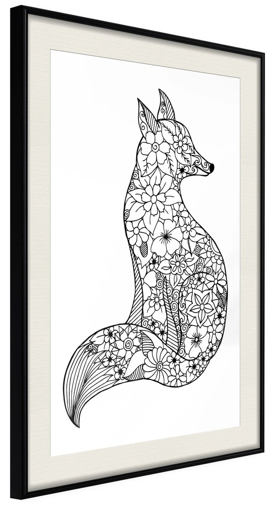 Artgeist Plagát - Flower Fox [Poster] Veľkosť: 20x30, Verzia: Zlatý rám s passe-partout