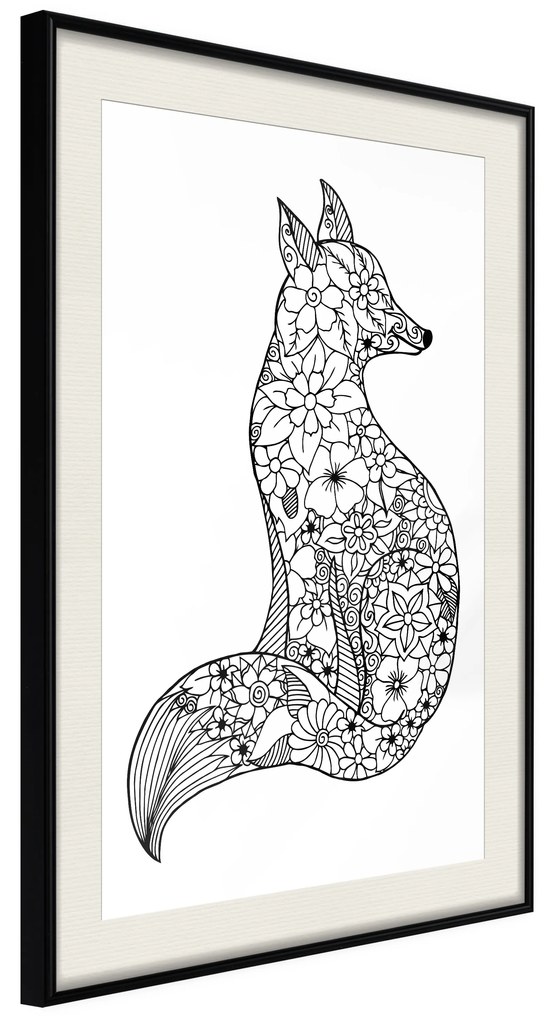 Artgeist Plagát - Flower Fox [Poster] Veľkosť: 30x45, Verzia: Zlatý rám s passe-partout