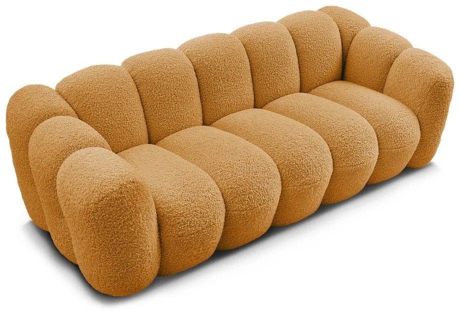 Pohovka z textílie buklé v horčicovej farbe 232 cm Hippolyte – Bobochic Paris