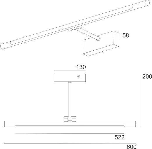 LED osvetlenie zrkadla do kúpeľne MIRROR LED/8W/230V 4000K IP44 60 cm čierna
