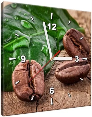 Obraz s hodinami Zrnká kávy na doske 30x30cm ZP1132A_1AI