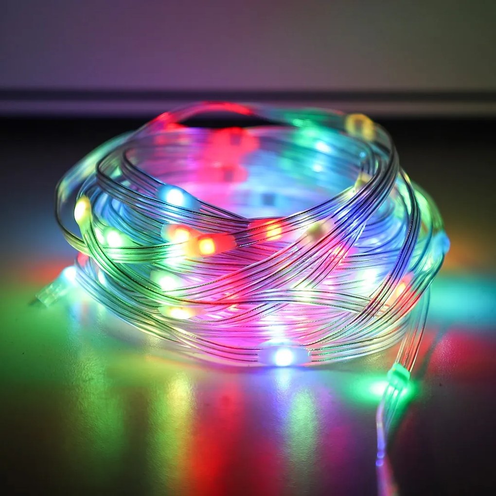 Ecolamp LED svetelná reťaz Wizard, 10m, RGB, ovládač