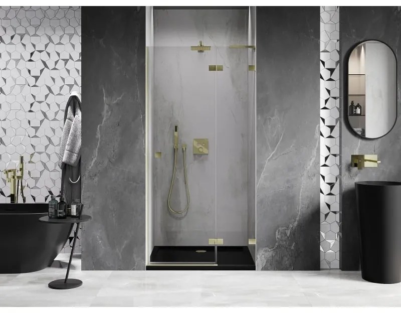 Mexen, Mexen Lunar L sprchové dvere pravé 120 cm, transparentné, brúsené zlaté - 834L-120-000-55-00-P