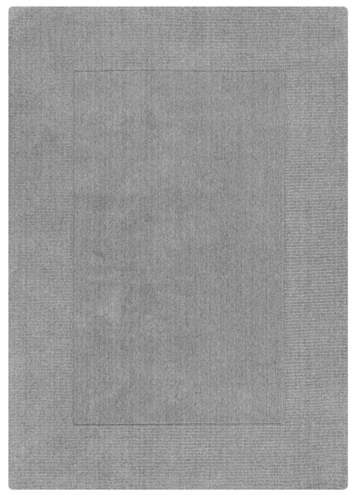 Flair Rugs koberce Kusový ručne tkaný koberec Tuscany Textured Wool Border Grey Marl - 160x230 cm