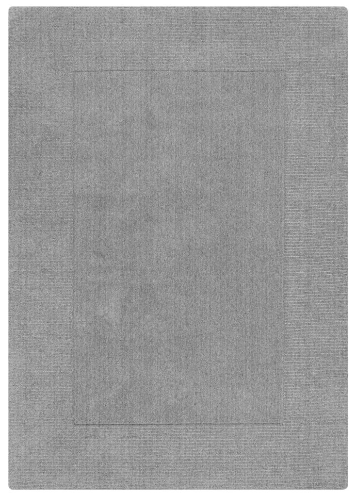 Flair Rugs koberce Kusový ručne tkaný koberec Tuscany Textured Wool Border Grey Marl - 120x170 cm