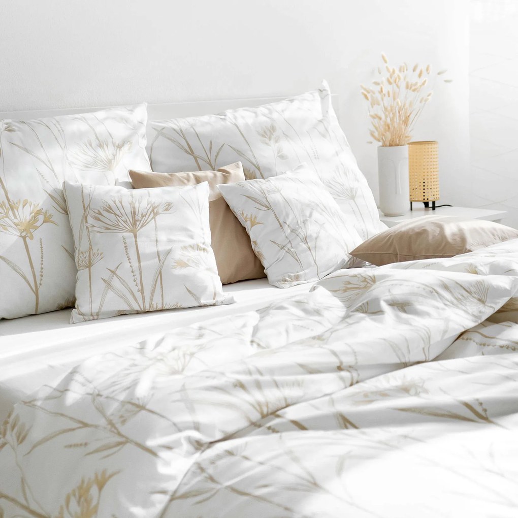 Goldea bavlnené posteľné obliečky - okrasné rastliny 160 x 200 a 2ks 70 x 80 cm