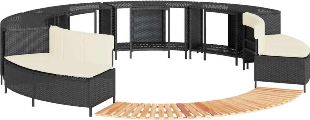 vidaXL Rám k vírivke, čierny, polyratan a akáciový masív