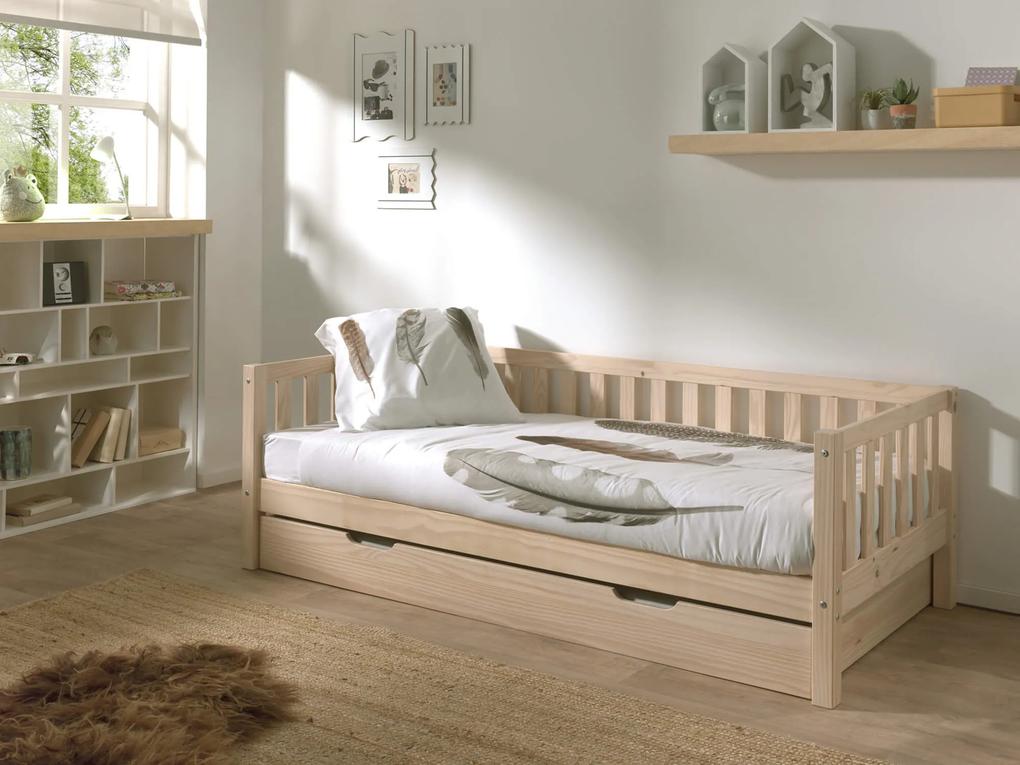 Detská posteľ ferizo so šuflíkom 90 x 200 cm hnedá MUZZA