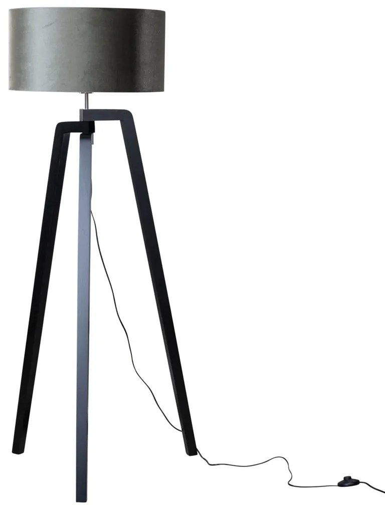 Stojacia lampa čierna s tienidlom zo zeleného zamatu 50 cm - Puros