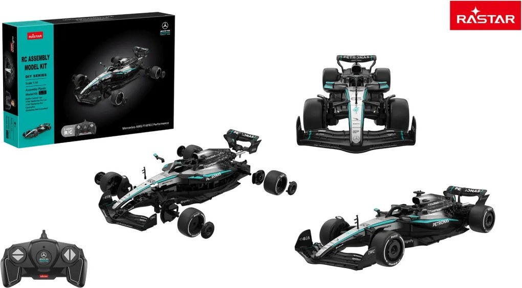 Mercedes-AMG F1 W16 E Performance čierny RASTAR 1:16 stavebnicový model RC auta na diaľkové ovládanie