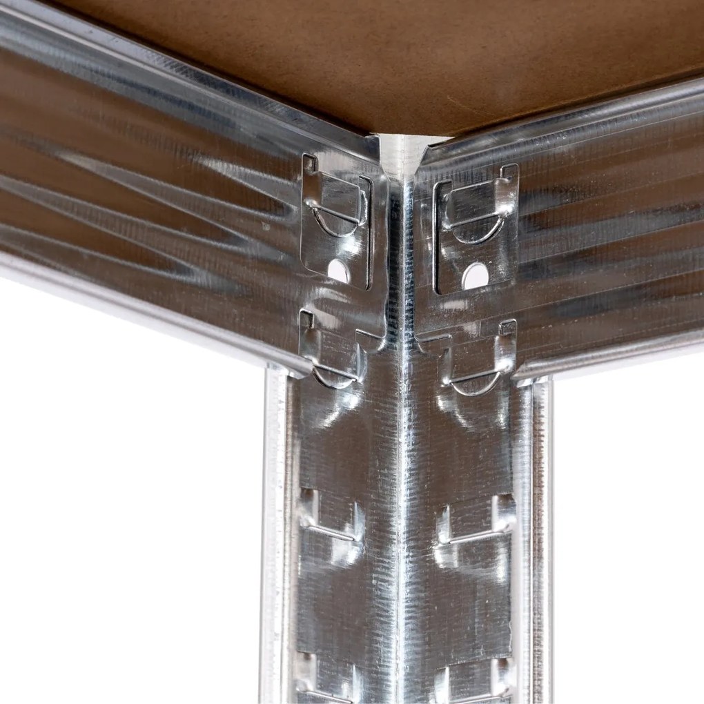 Kovový regál BestBerg BBMS-20 / 70 x 150 x 30 cm / 5 políc / strieborná/hnedá