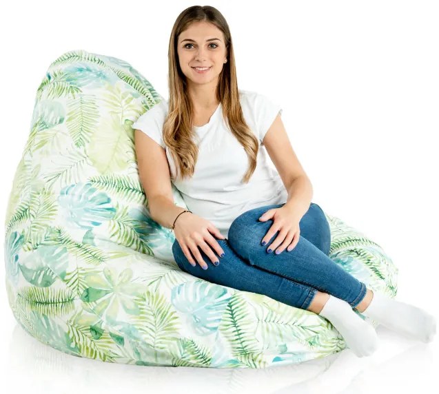 Sedací vak DROP XXL maľované lístie monstera