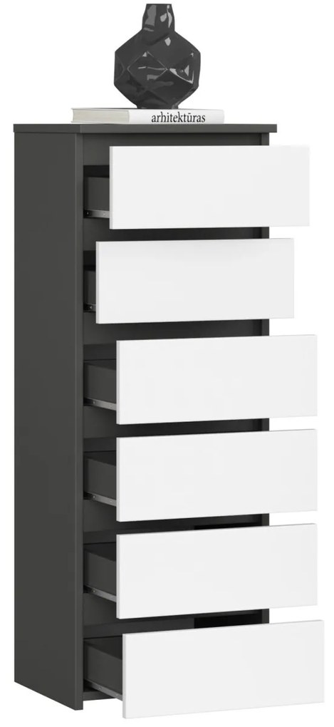 Komoda CL6 40 cm grafitově šedá/bílá