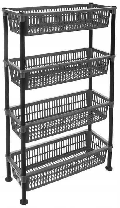 Orion Úzka komoda s košíkmi, regál, 4 police, sivý, SLIM-INVA