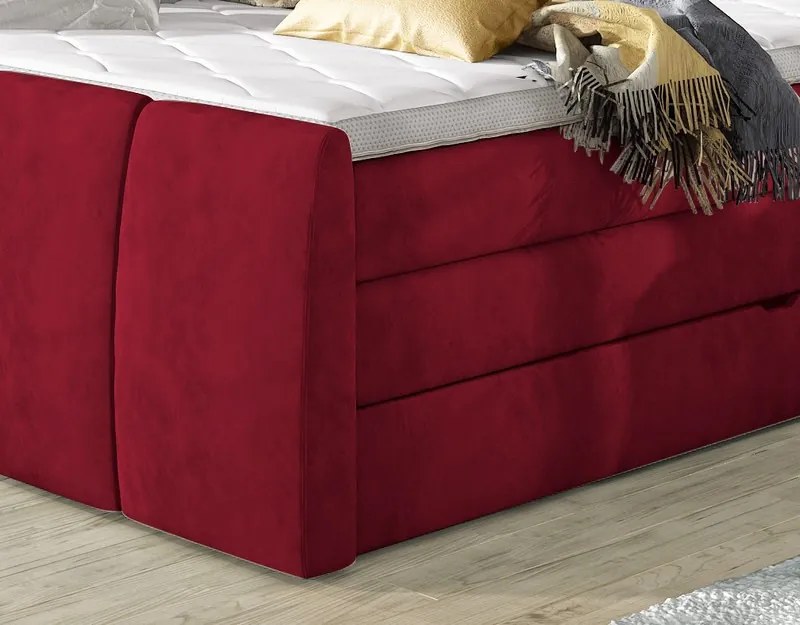 Posteľ boxspring Fresco 180x200 cm, červená látka