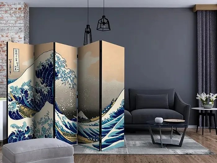 Paraván - The Great Wave off Kanagawa II [Room Dividers] Veľkosť: 225x172, Verzia: Obojstranný