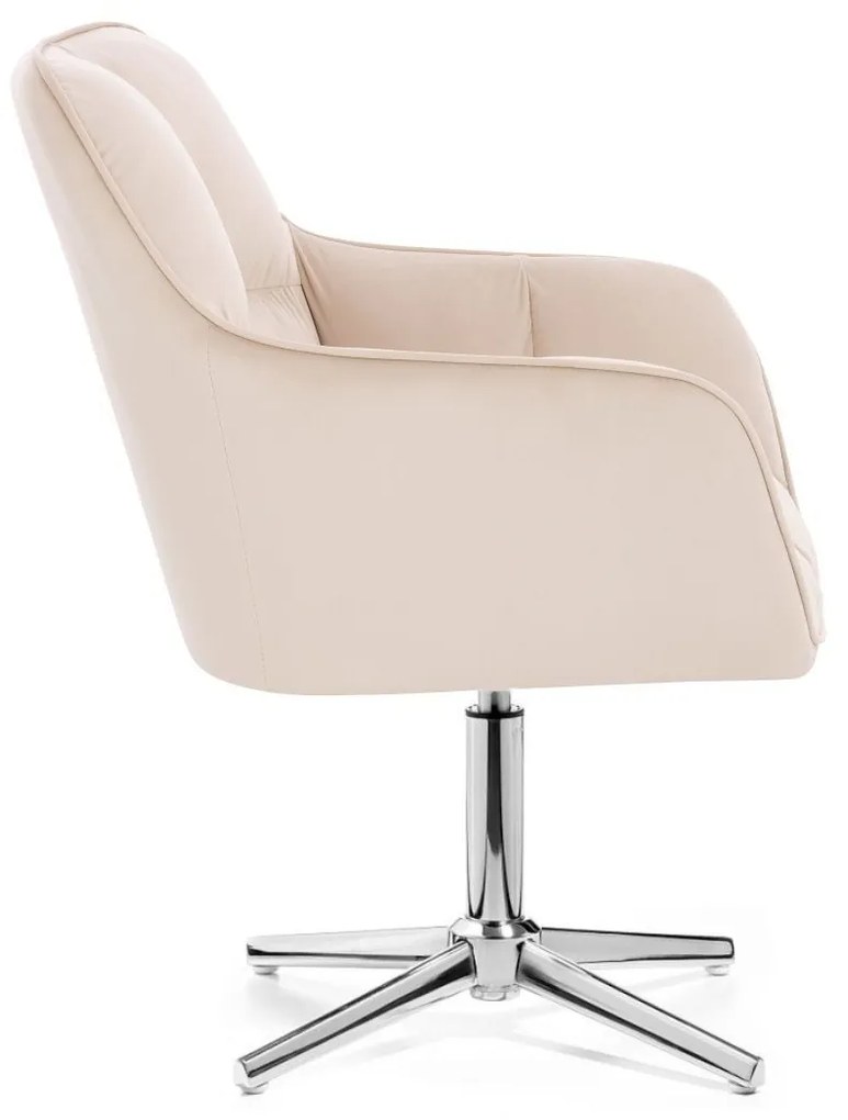LuxuryForm DESIGN Kreslo AMALFI VELUR na striebornom kríži - krémové