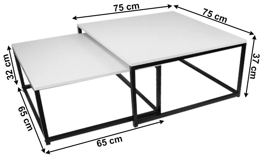 Konferenčný stolík (2 ks) Kastler New Typ 1 - biela / čierna