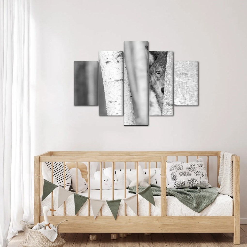Obraz - Vlk v lese (150x105 cm)