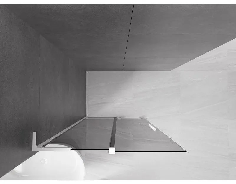 Mexen Velar L, posuvná sprchová zástena Walk-in 100 x 200 cm, 8mm šedé sklo, biela matná, 871-100-003-43-20