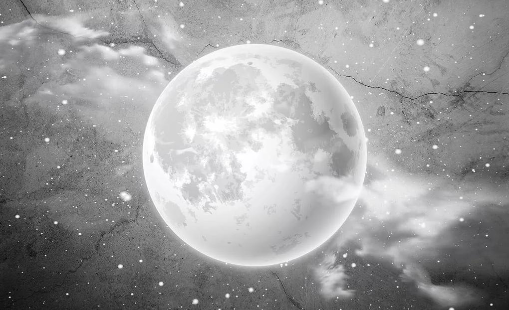 Fototapeta - Mesiac na betóne - čierna a biela (254x184 cm)