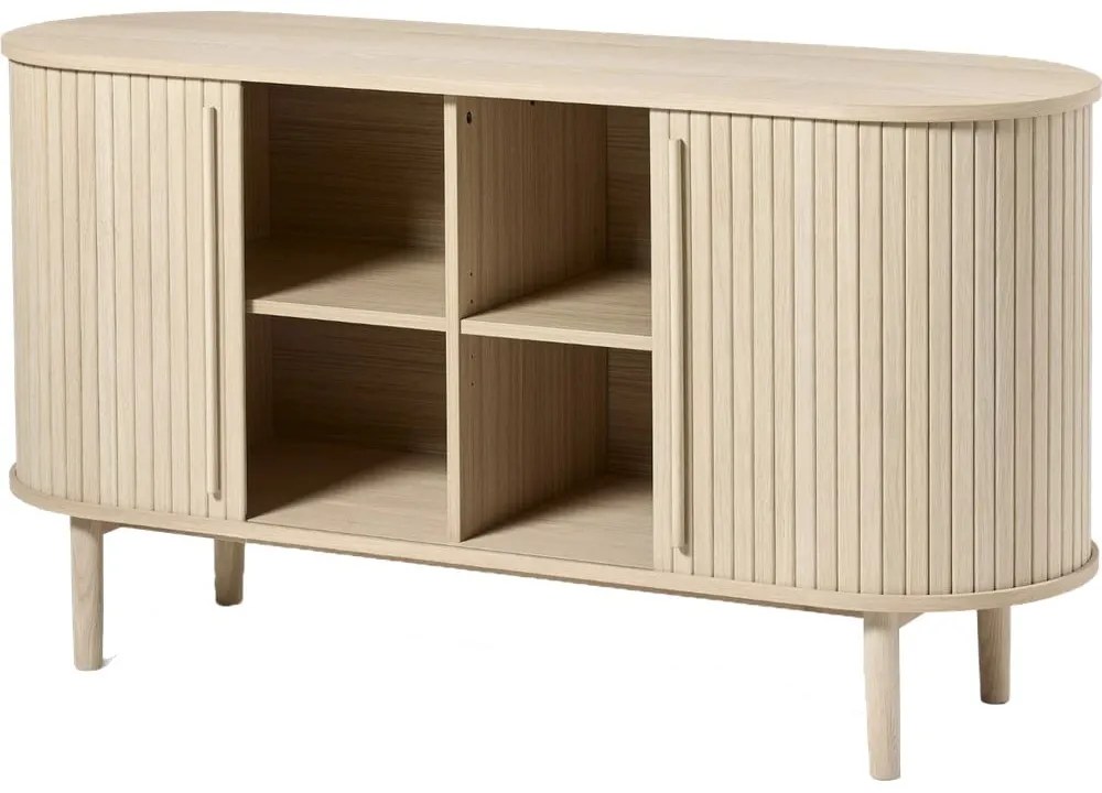 Komoda v dekore duba s posuvnými dverami v prírodnej farbe 140x76x45 cm Meta – Unique Furniture