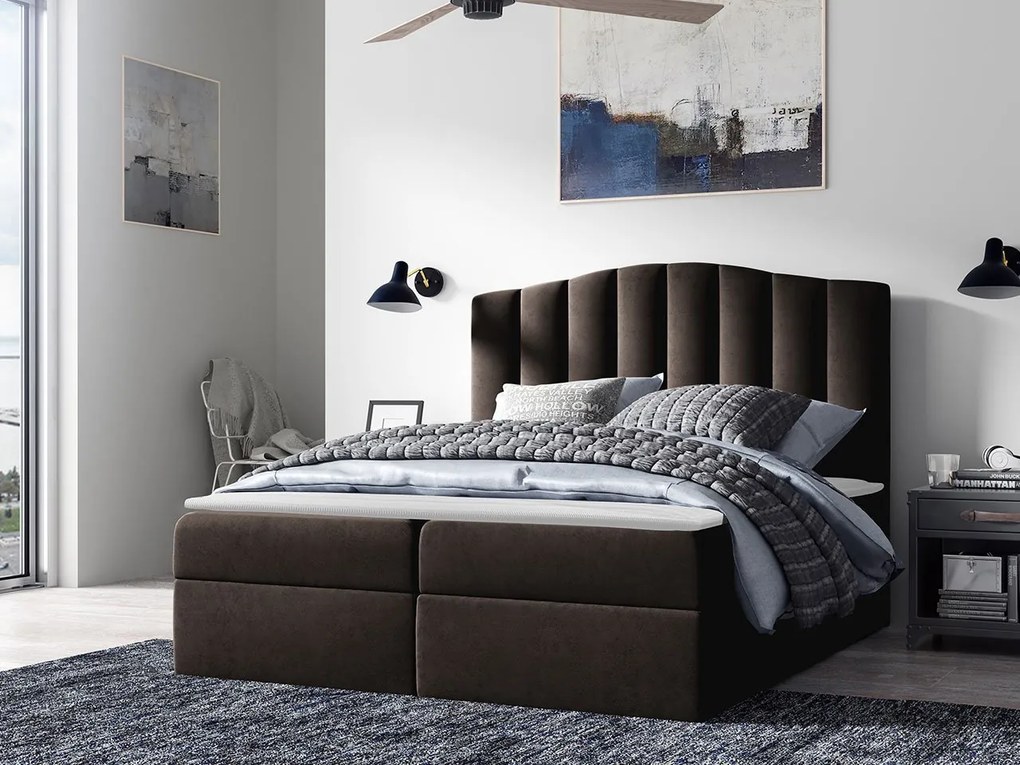Kontinentálna posteľ Beatriz, Rozmer postele: 140x200, Dostupné poťahy: ekokoža Soft 011 (čierna)