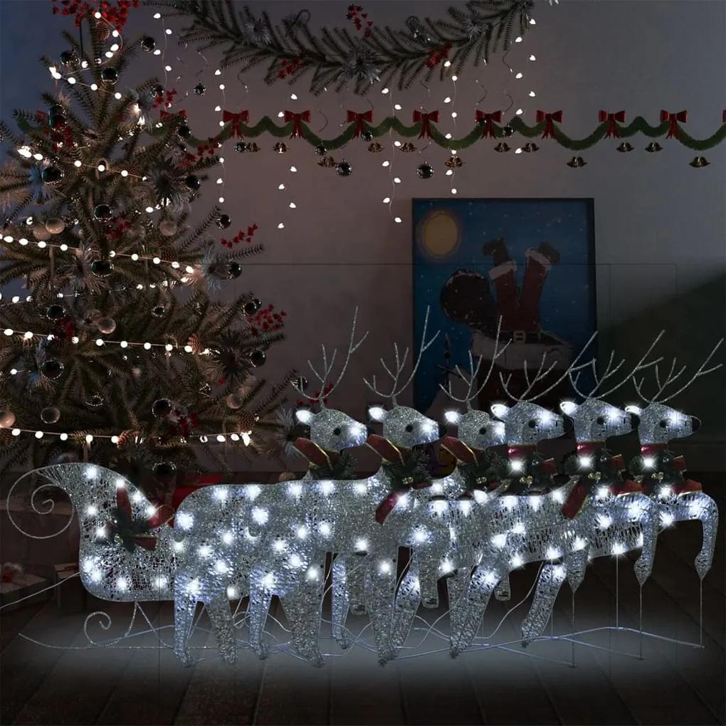 Vianočná vonkajšia ozdoba so sobmi a saňami 140 LED strieborná 3100431