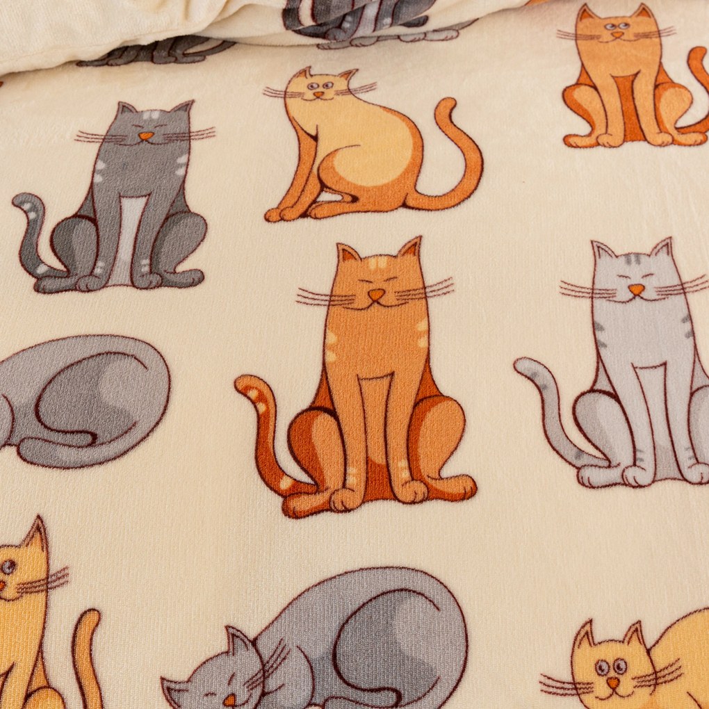 Obliečky mikroplyš COLORED CATS krémové Rozmer obliečky: 70 x 90 cm | 140 x 220 cm