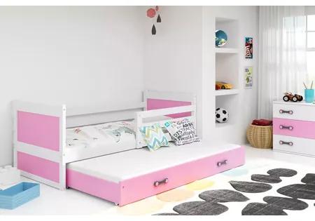 Detská posteľ s výsuvnou posteľou RICO 200x90 cm Biela Ružová