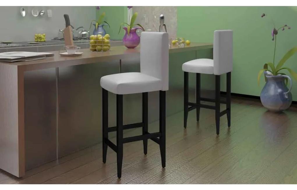 Barové stoličky 4 ks, biele, umelá koža 160719