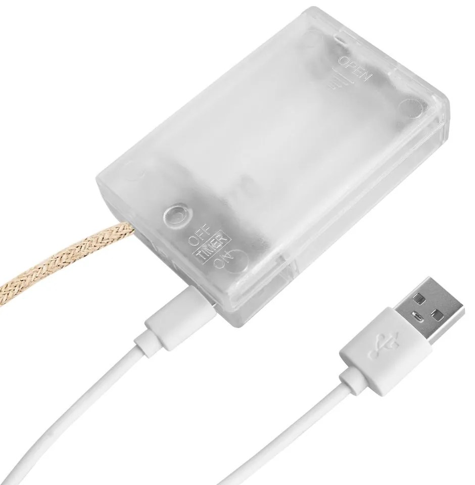 Butlers BULB LIGHTS Svetelná reťaz s USB žiarovkami 10 svetiel - prírodná