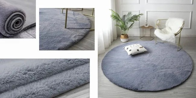 Protišmykový koberec RABBIT strieborný kruh