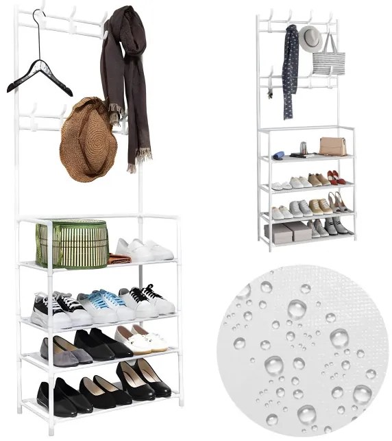 Vešiak na kabáty s botníkom HANI biely