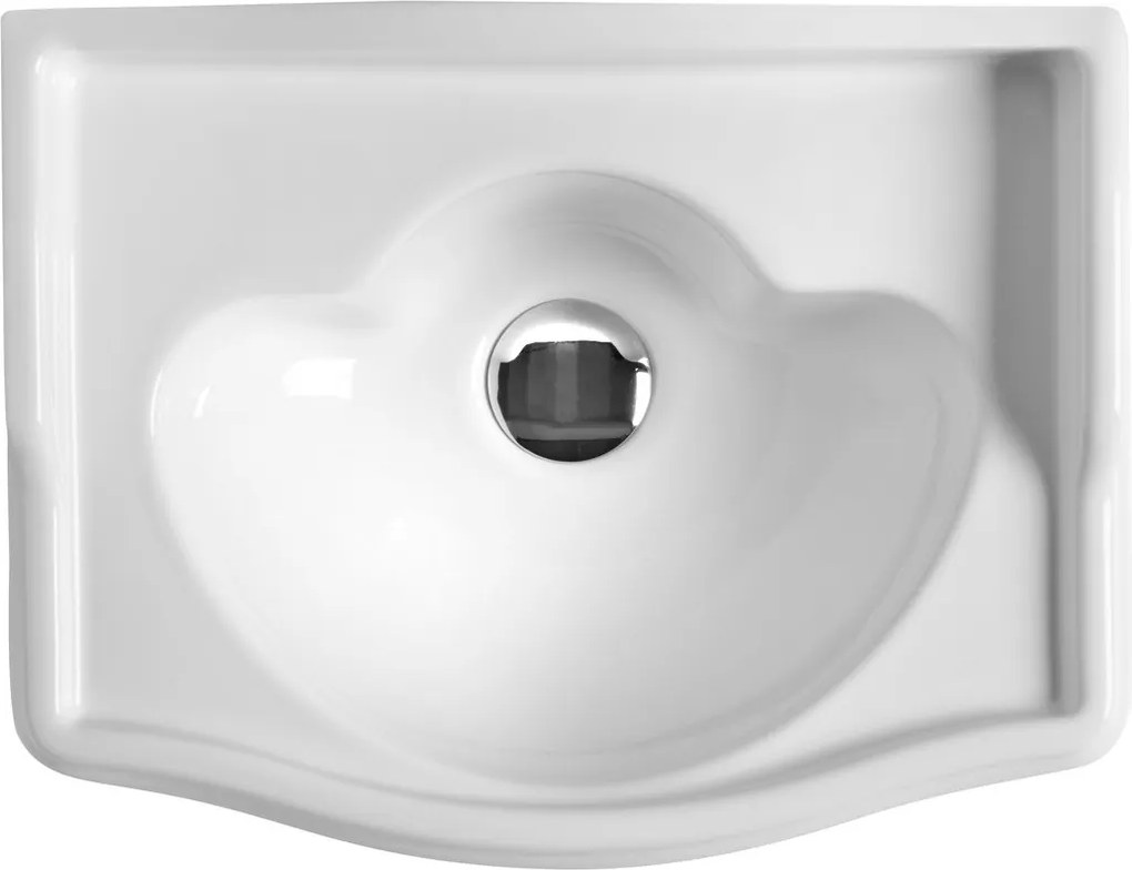 Kerasan Kerasan, RETRO keramické umývadlo 41x30cm, bez otvoru pre batériu, bez prepadu, biela, 103301