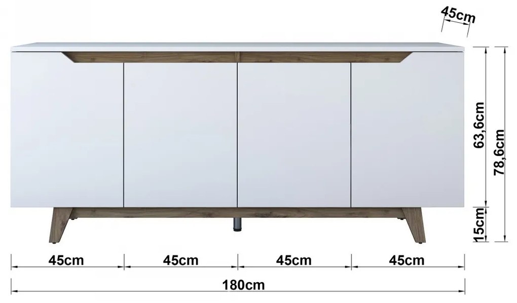 Komoda Itrin 180 cm biela