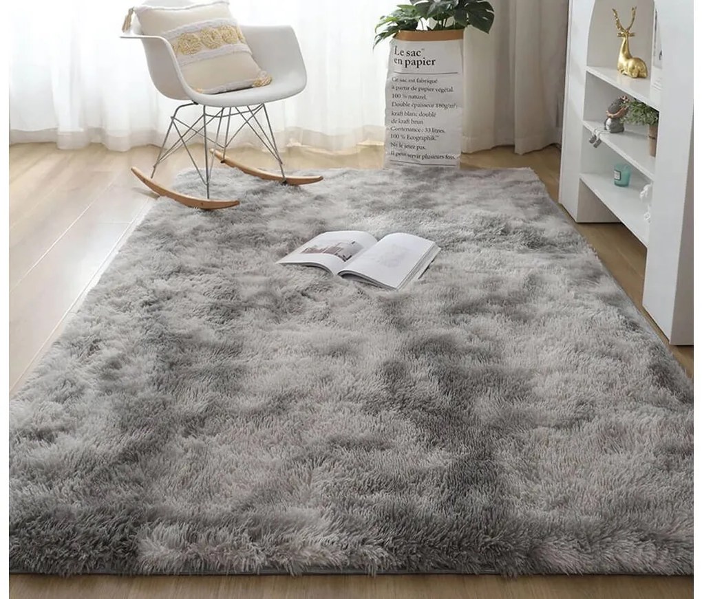 TZ Sivý obdĺžnikový shaggy koberec Ombre Rozmer: 80x150 cm