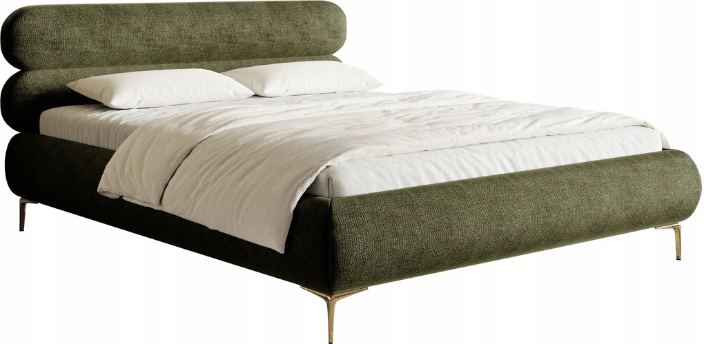 Manželská posteľ 140 cm Rirri (rošt úl. priestor) (olivová zlatá)