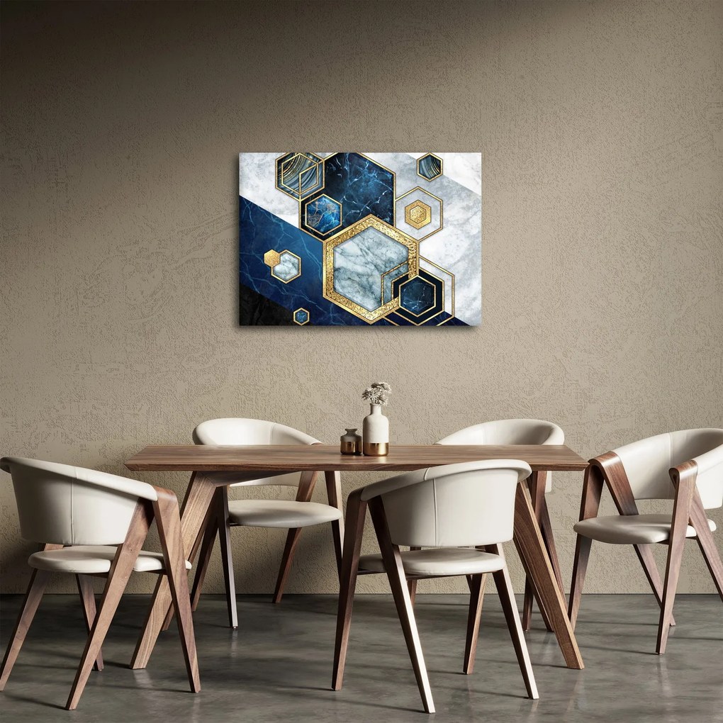Obraz - Mramorové hexagóny (70x50 cm)