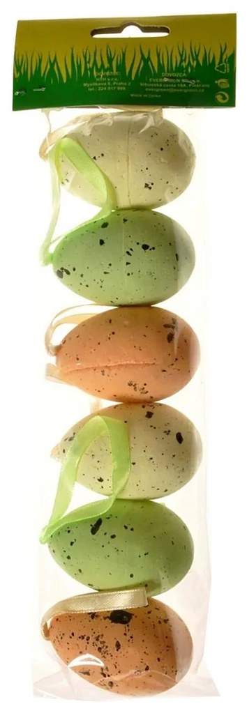 Sada veľkonočných strakatých vajíčok 6 ks, farebná, 6 cm