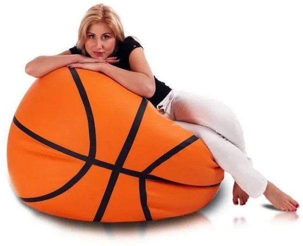 Sedací vak Basketbalová lopta ekokoža TiaHome - čierna