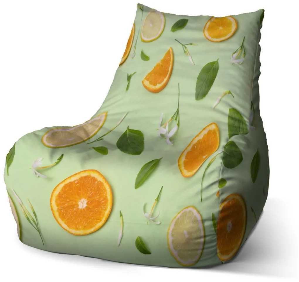 Sablio Sedací vak Bean Citrus a kvet - 60 x 70 x 70 cm
