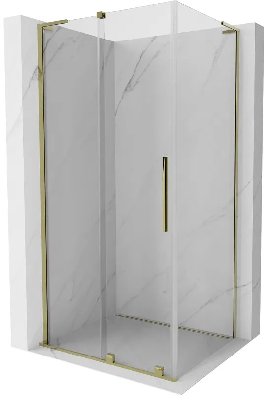 Mexen Velar L, sprchový kút s posuvnými dverami 90 x 70 cm, 8mm číre sklo, zlatá lesklá, 871-090-070-03-50