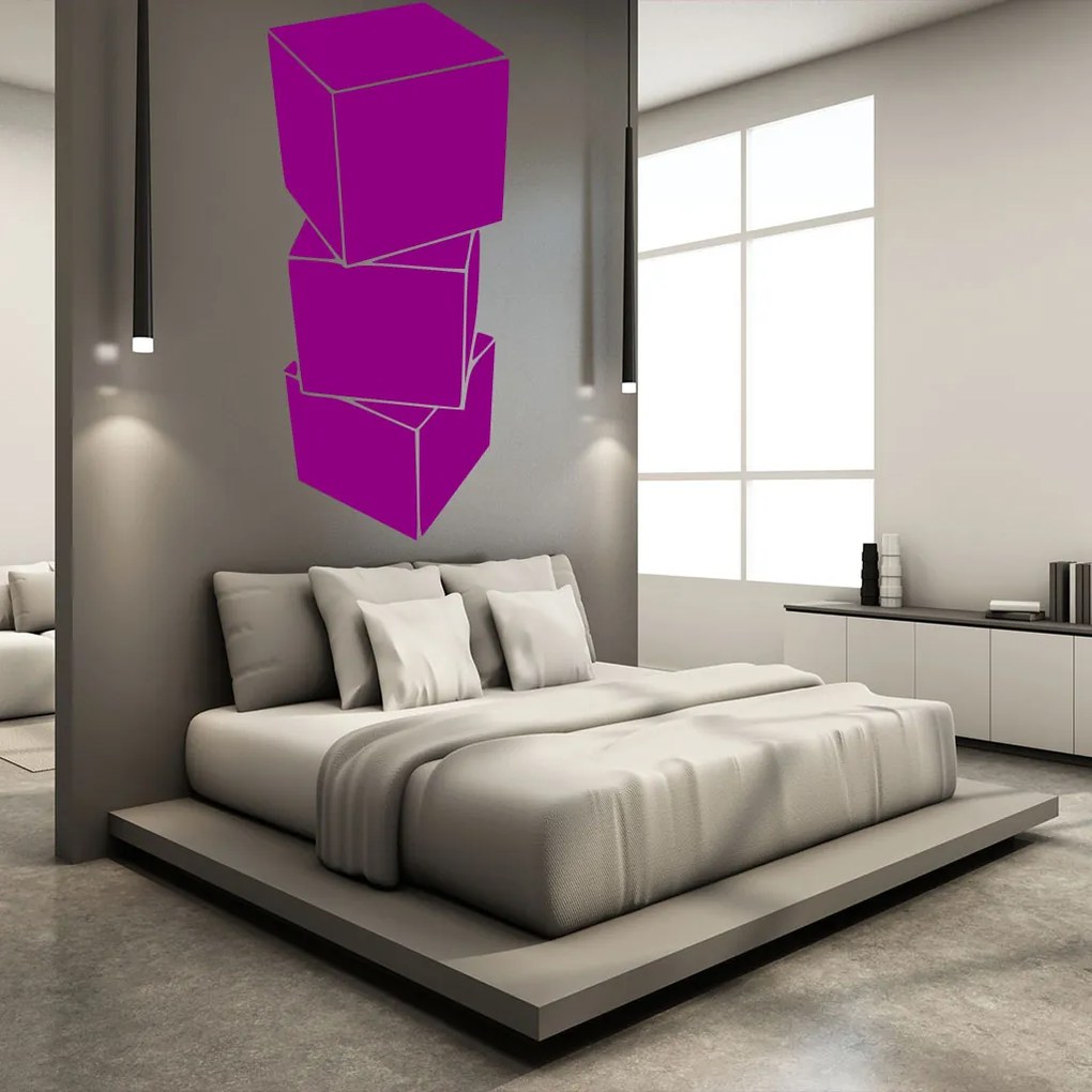 Veselá Stena Samolepka Kocky 3D Farba: růžová, Veľkosť: 80 x 36 cm