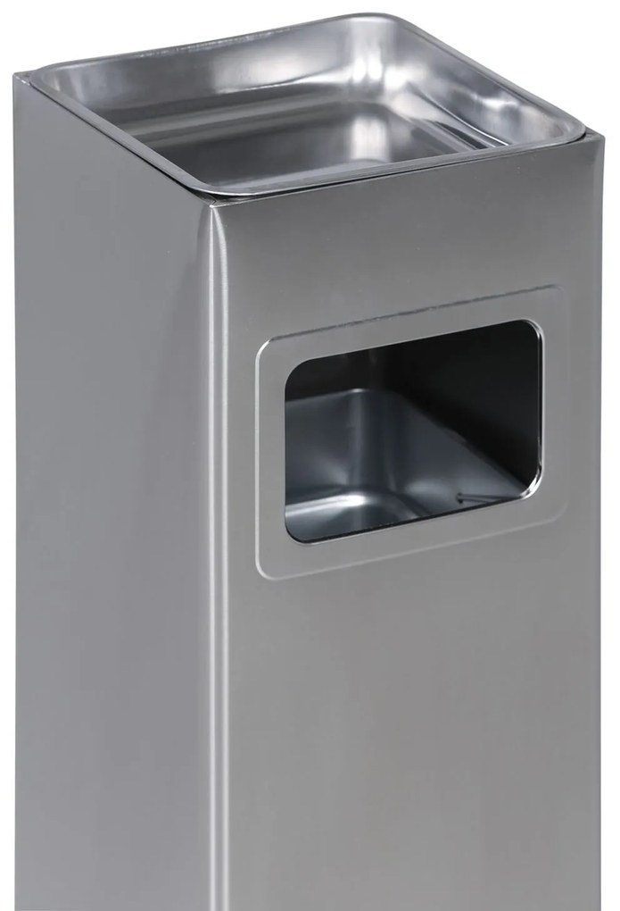 Odpadkový kôš s popolníkom a vnútornou nádobou, 11,5 l, nerez