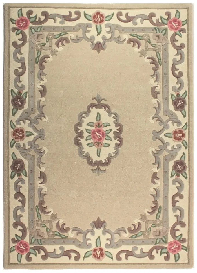 Béžový vlnený koberec Flair Rugs Aubusson, 120 × 180 cm