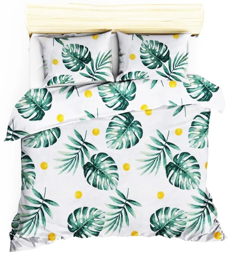 Set bavlneného plédu a 2 obliečok na vankúše Masso Jungle, 200 × 220 cm