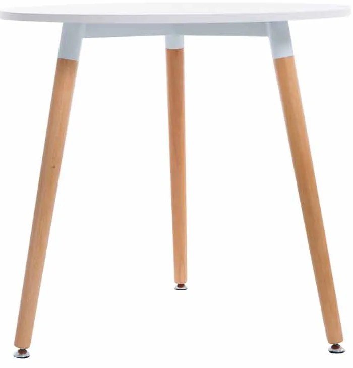 Jedálenský stôl okrúhly Angar, nohy natura - v75 x Ø80 cm - Biela